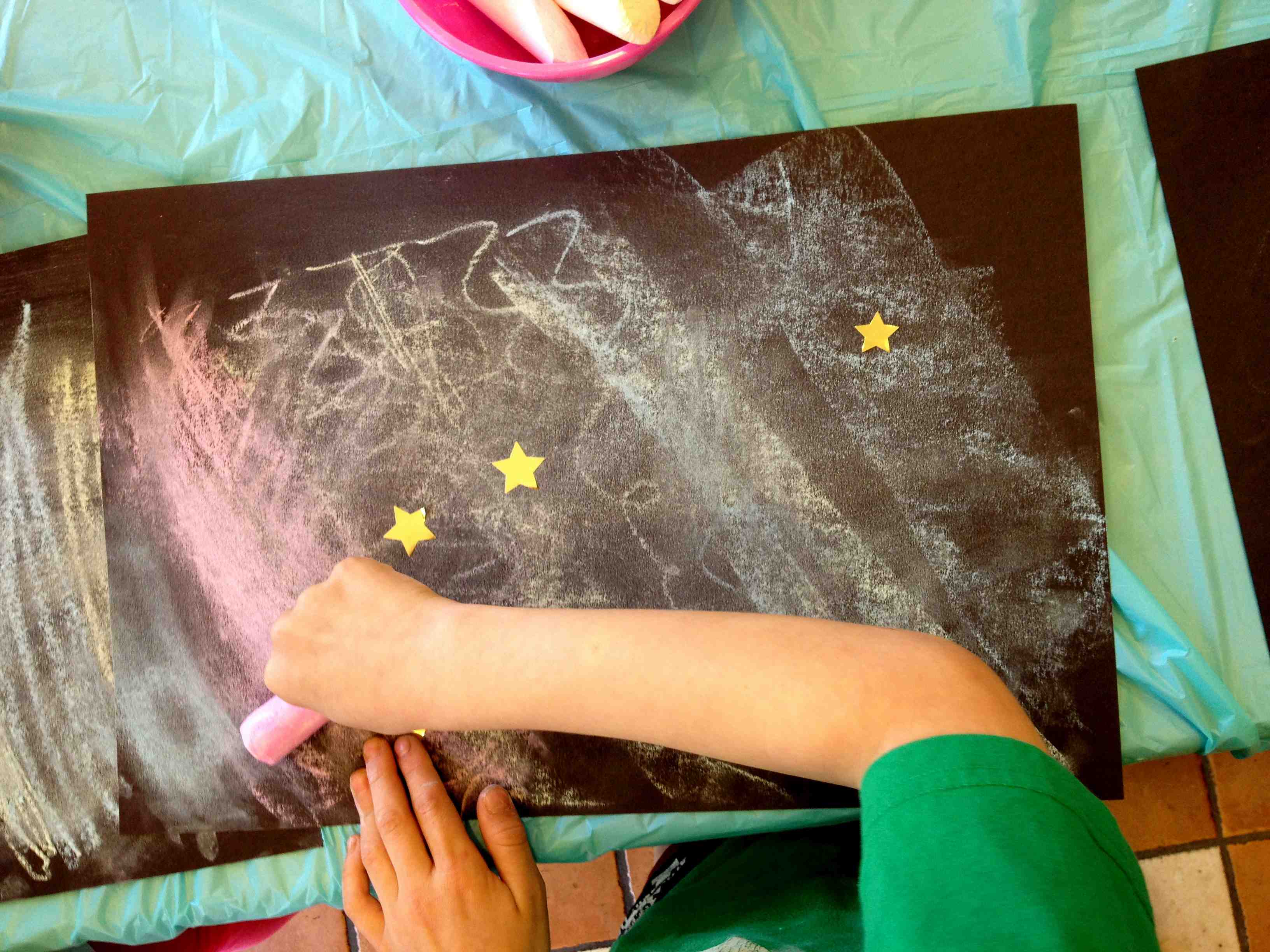 Hubble Telescope Chalk Drawing