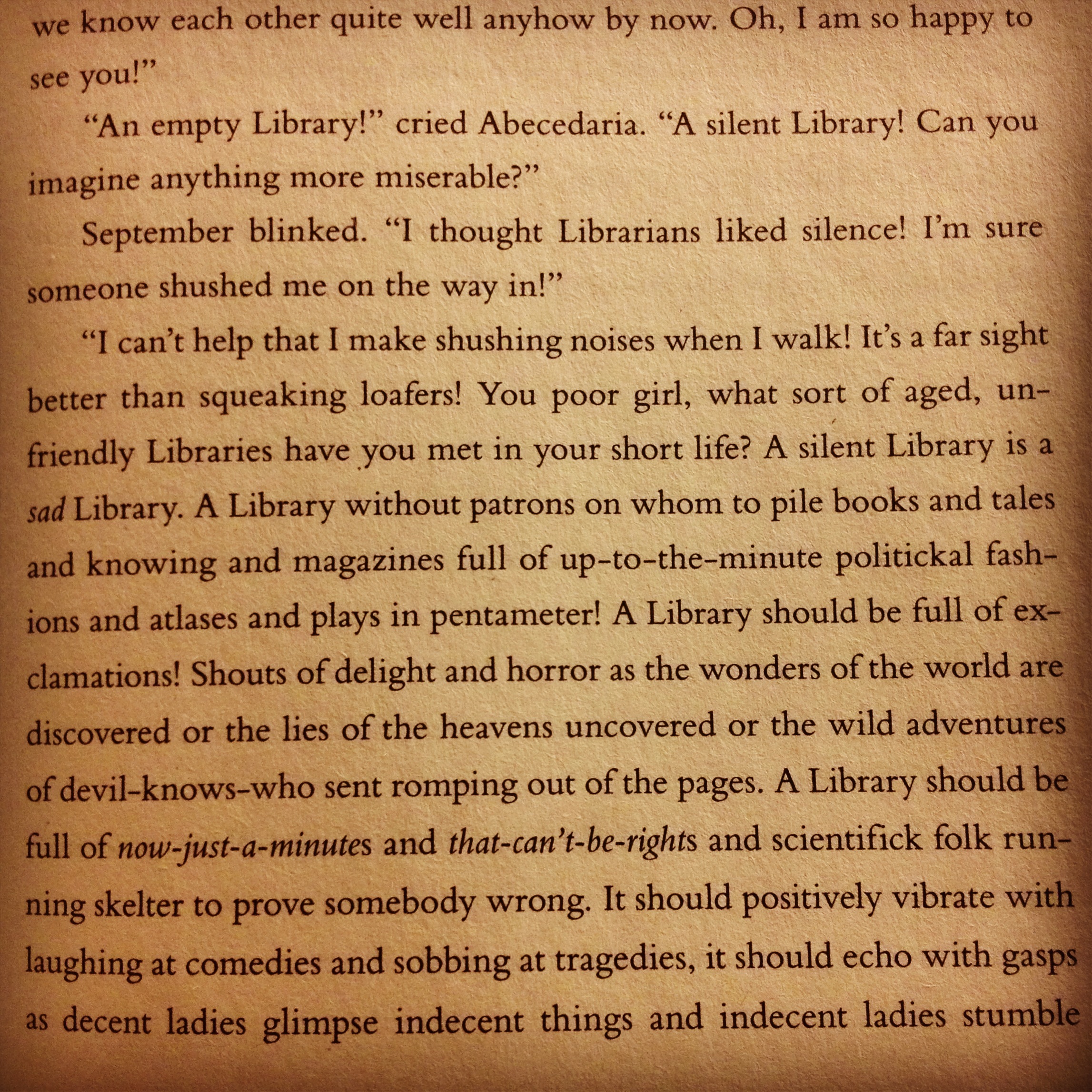 The Girl Who Soared Over Fairyland library quote Catherynne M. Valente