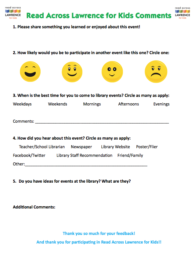Feedback Form for Library Kids