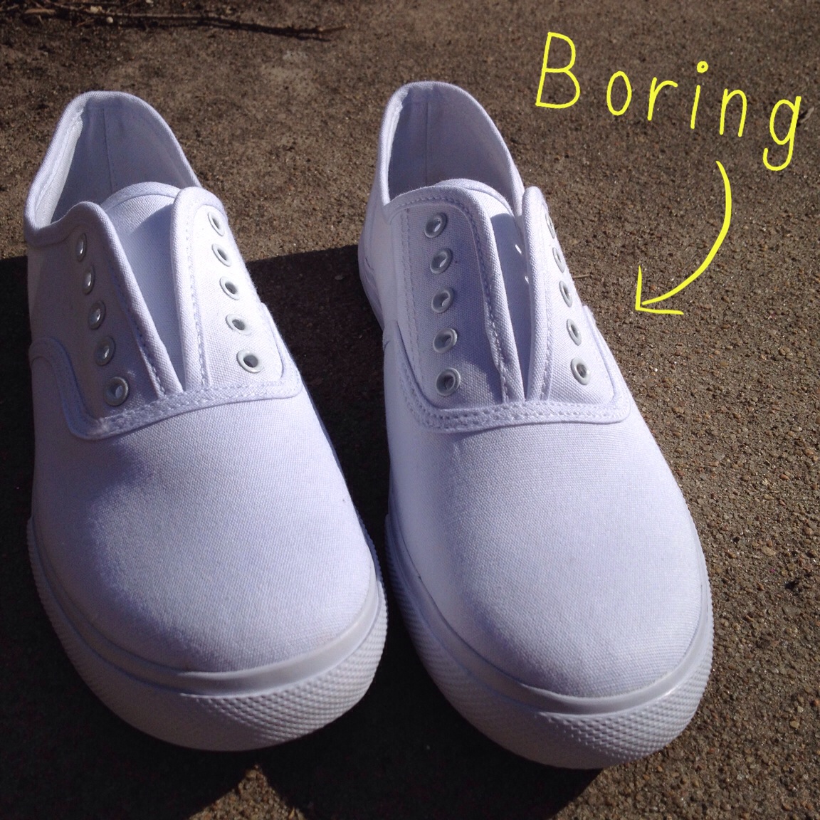 boring white shoes