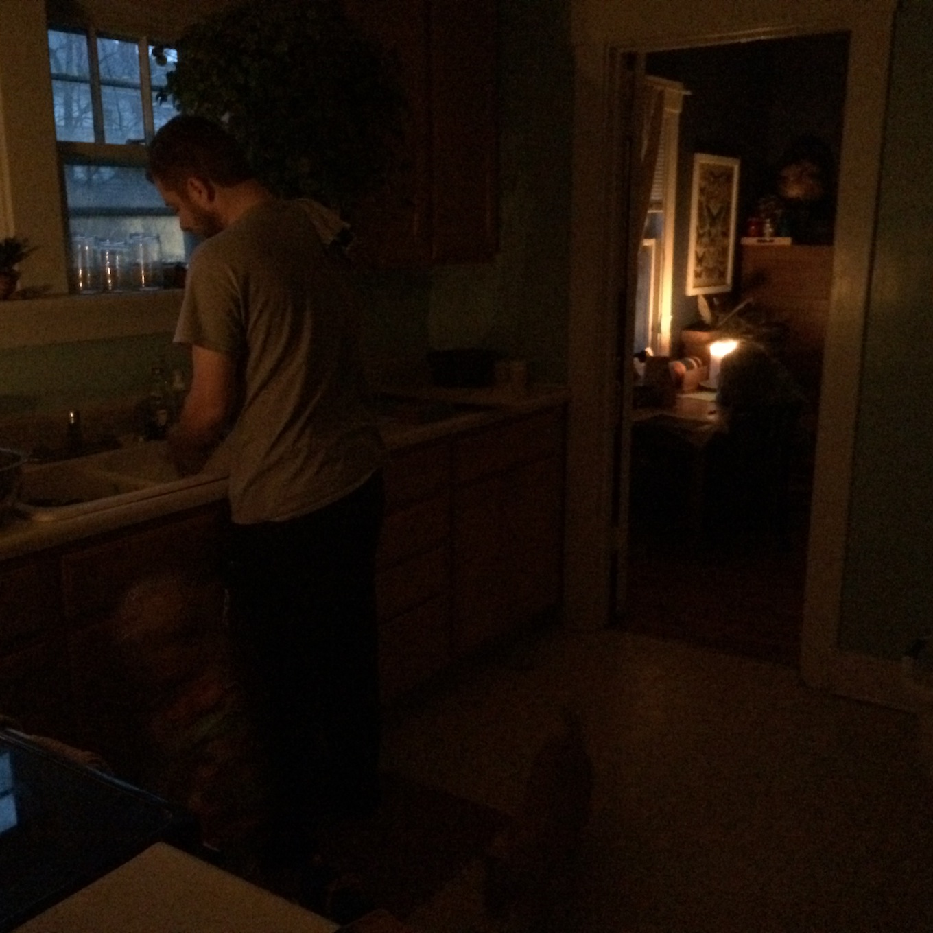winter solstice morning - no electricity. Just candlight.