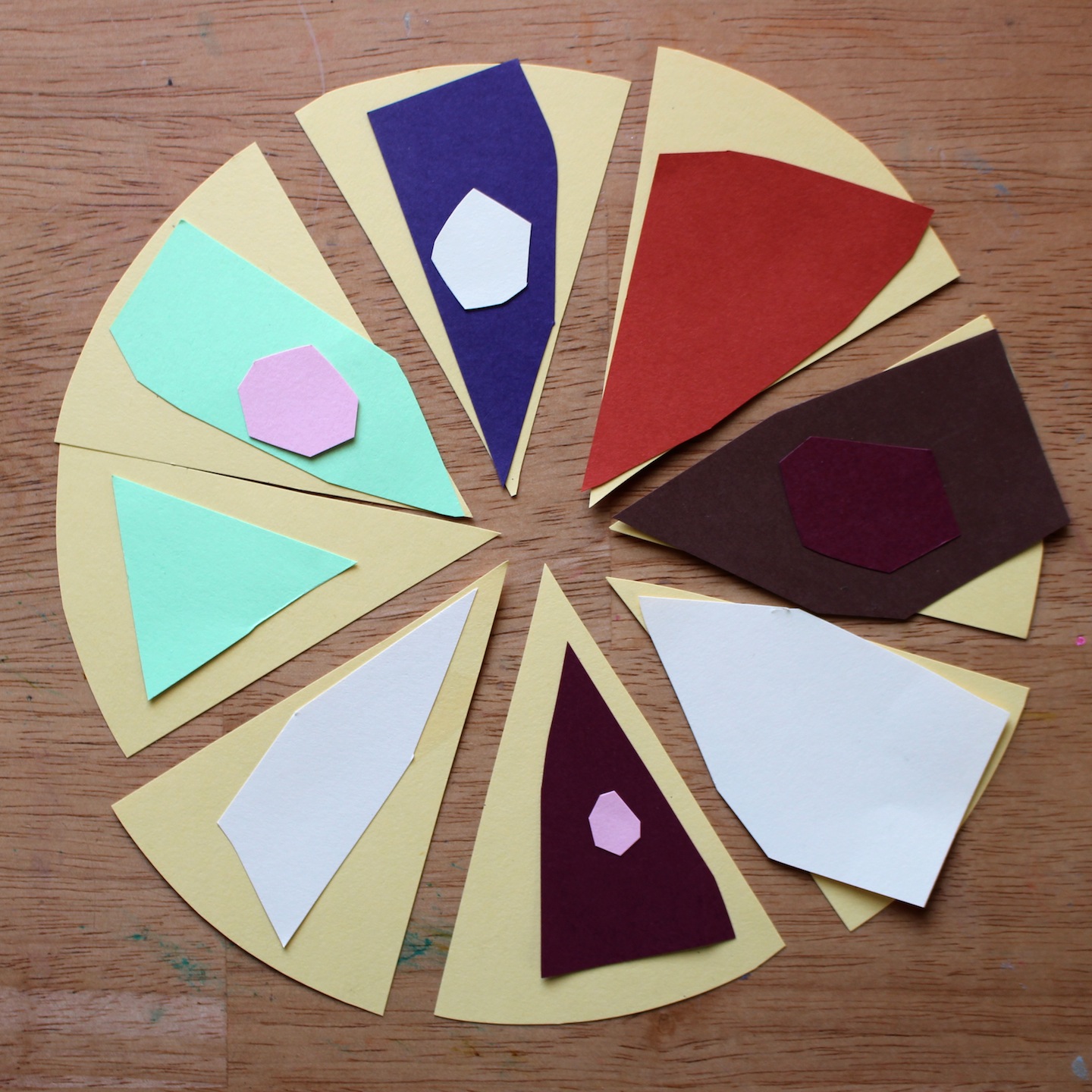 Pie collage - math meets art when making this paper pie for pretend play