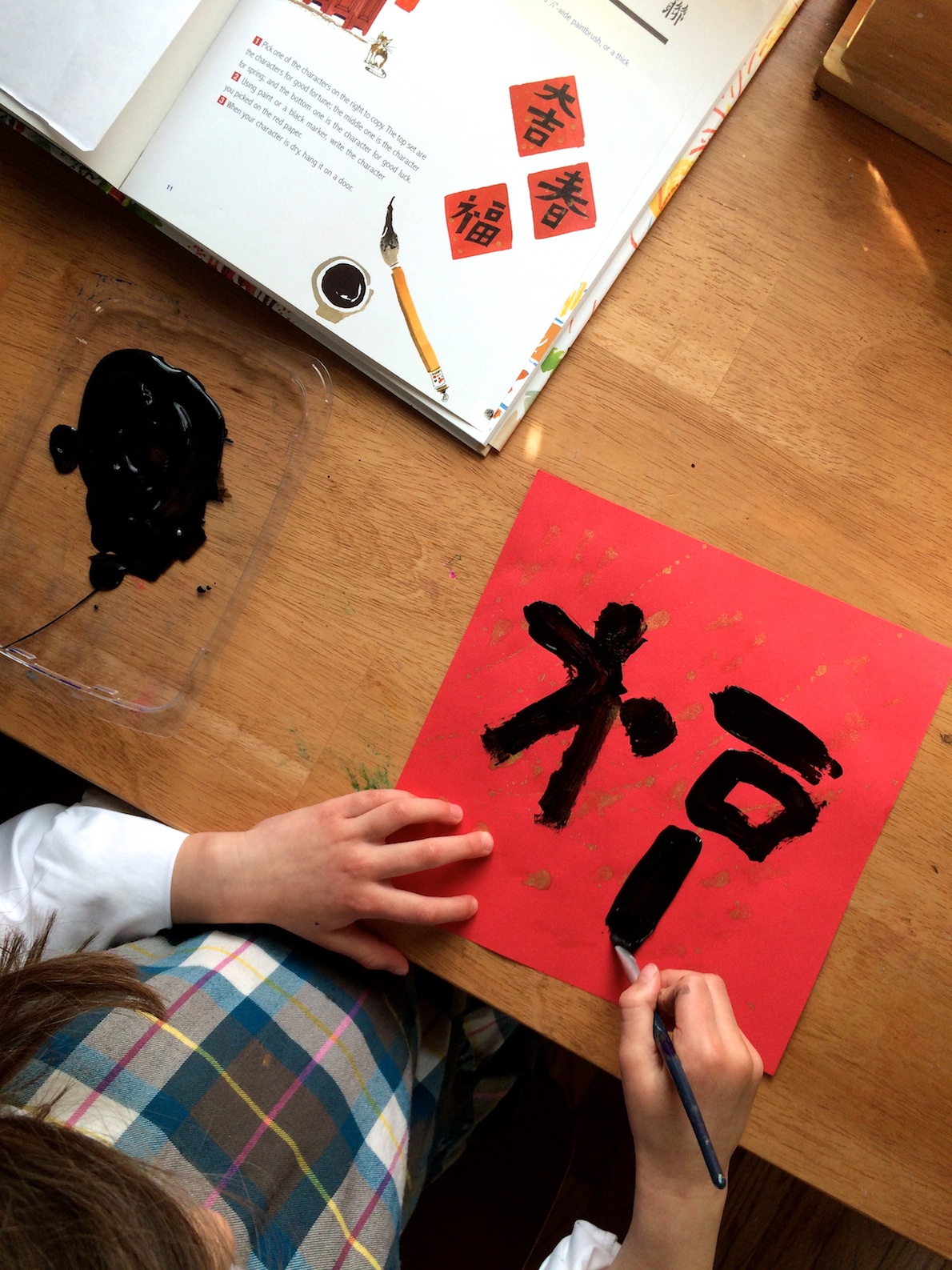 Chinese New Year Lunar New Year Character Painting Activity for Kids