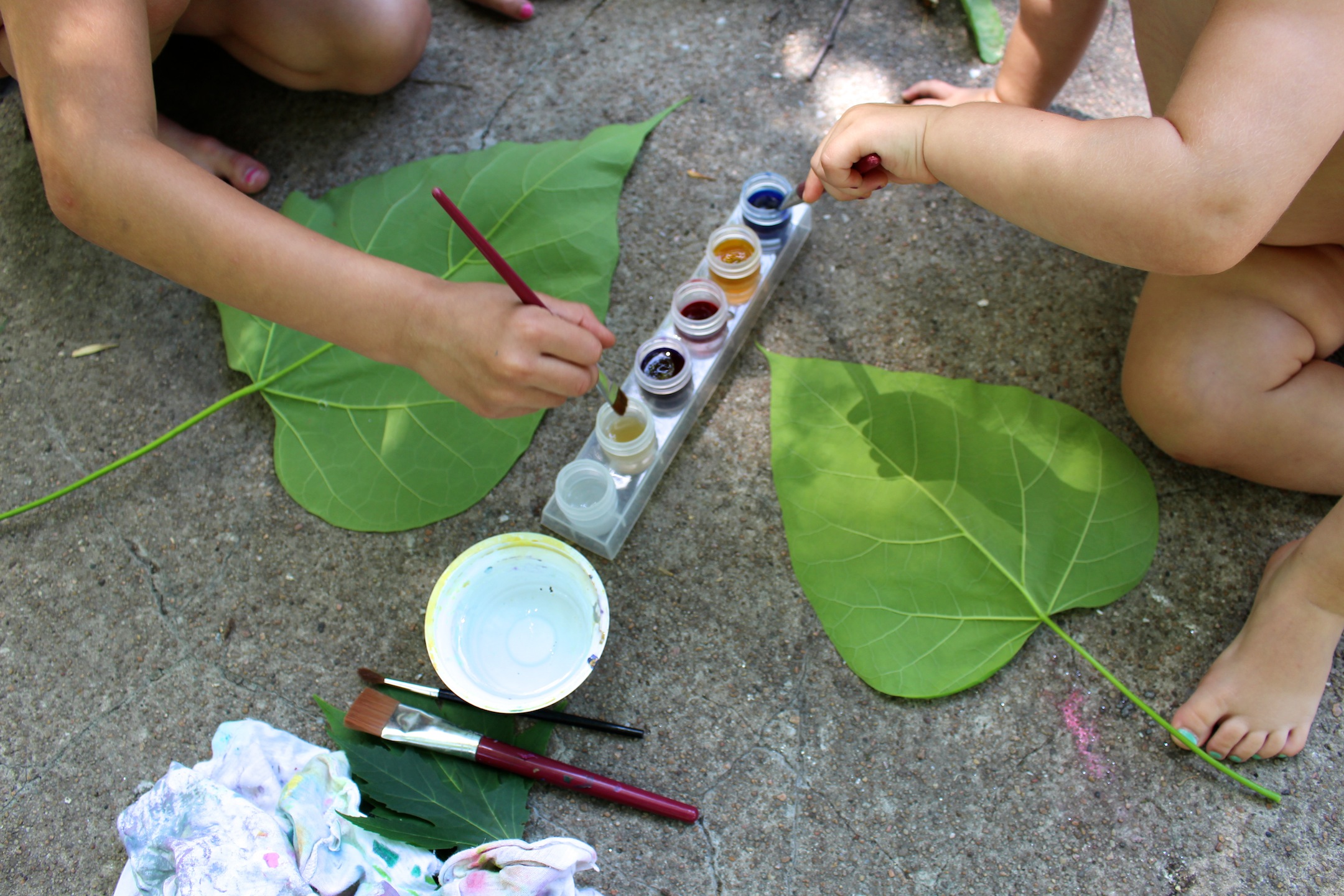 Leaf painting nature activity for kids