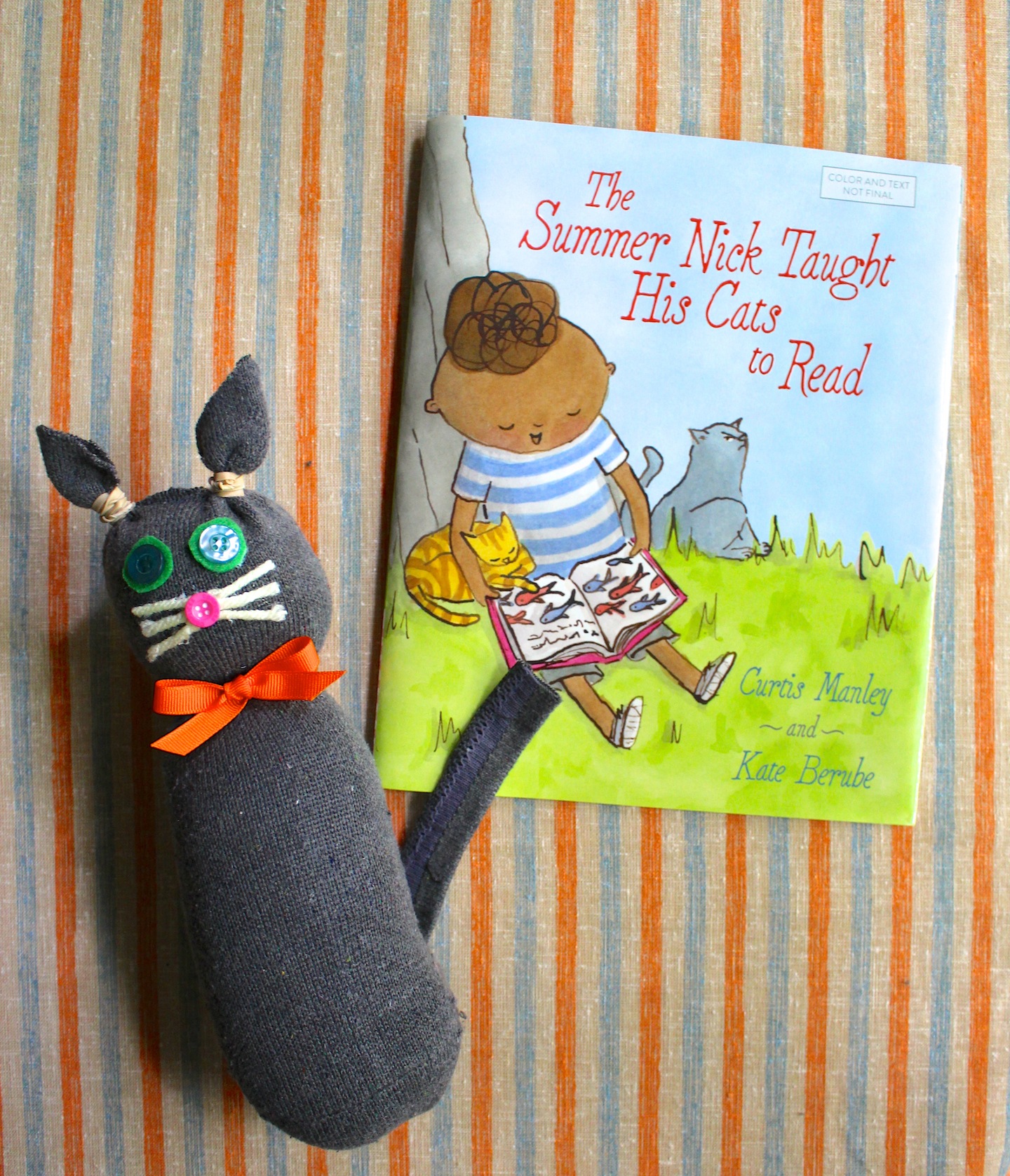 The Summer Nick Taught His Cats to Read by Curtis Manley and Kate Berube book + craft