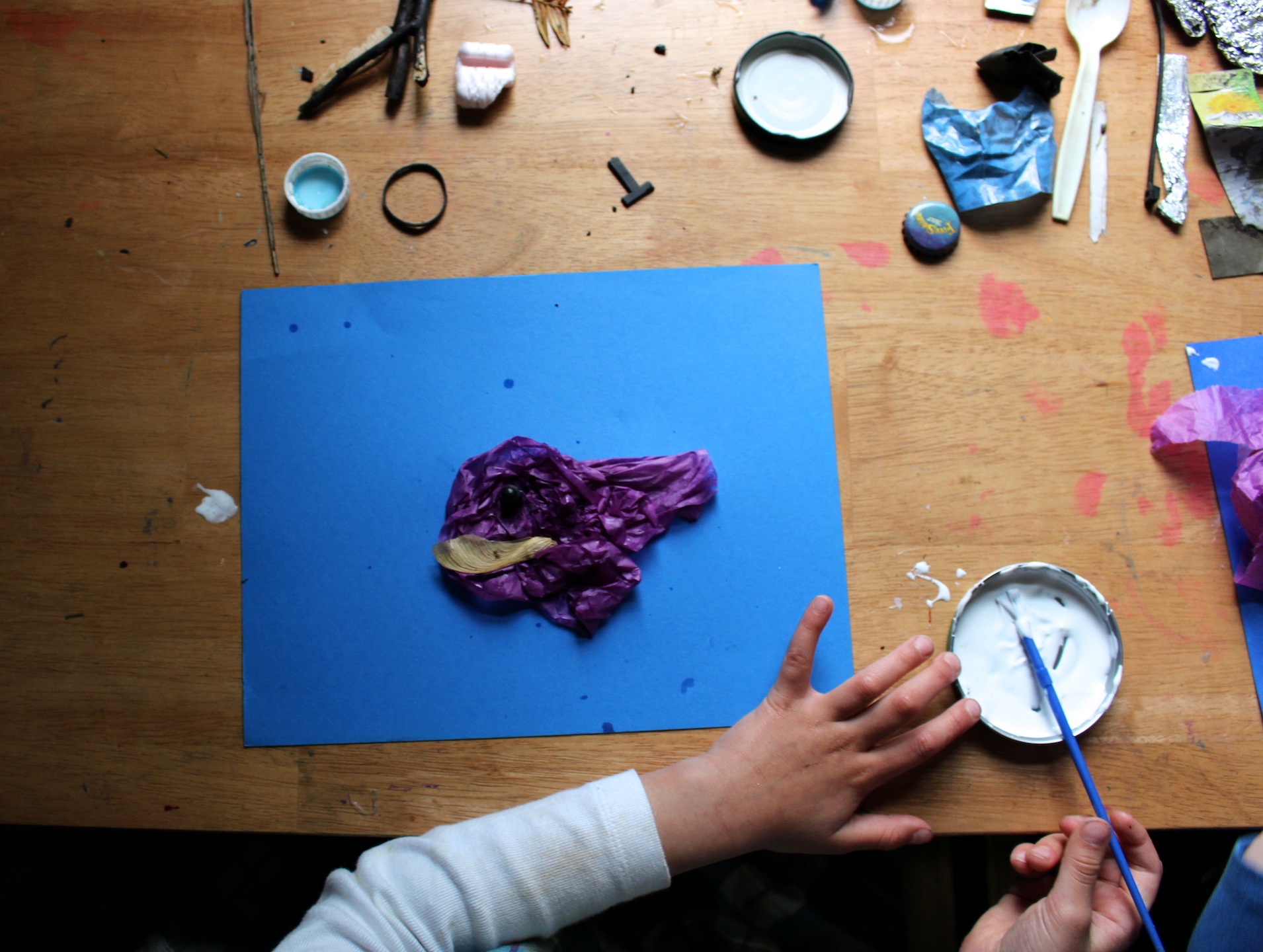 Creating art out of debris inspired by Lois Ehlert's Rain Fish